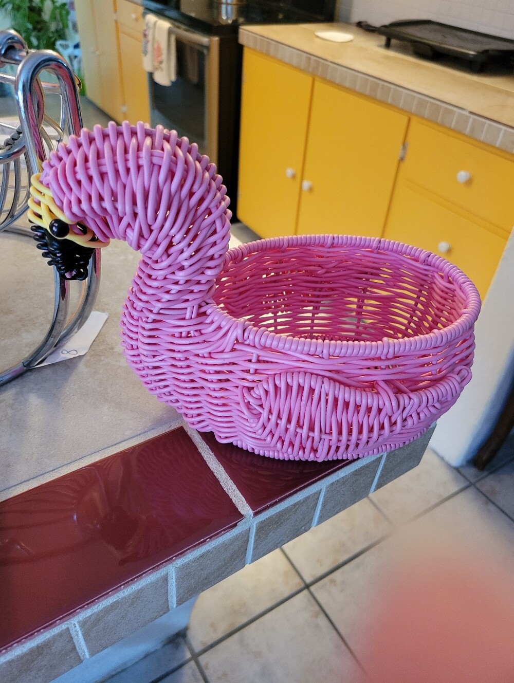 Pink Woven Swan Basket